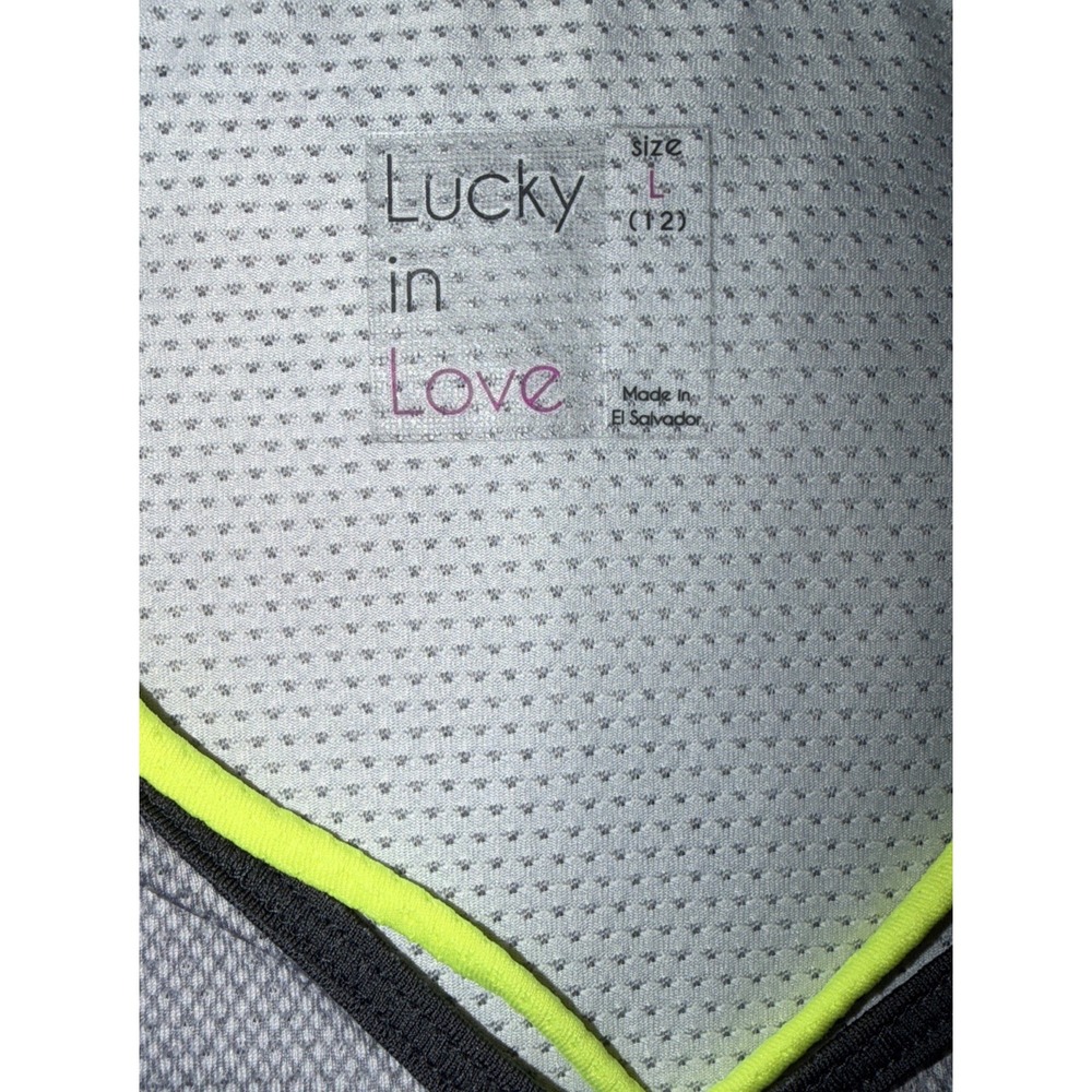 Lucky in Love Tennis Set Size L Gray White Yellow V-neck Top & Ruffle Skort - Picture 6 of 12